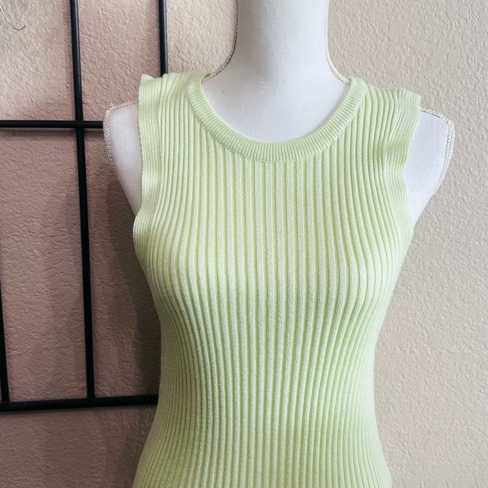 Topshop Green Ribbed Fitted Tank Top - Picture 11 of 11